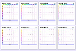 2025 Monthly Planner Canva Rainbow