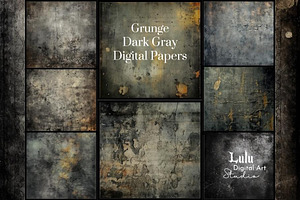 Grunge Dark Gray Digital Papers-21