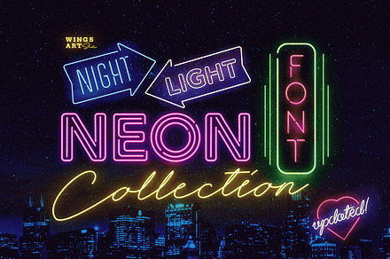 Retro Neon Font Collection, a Sans Serif Font by Wingsart Studio