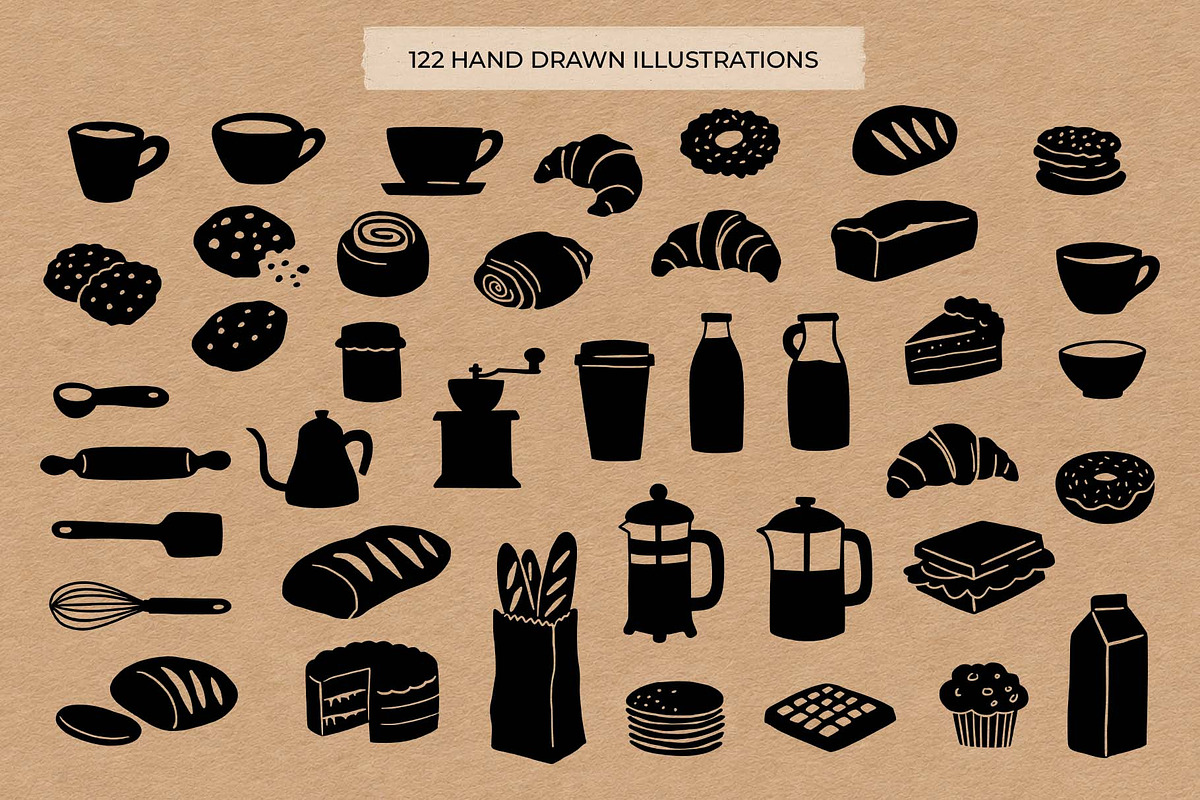 Coffee & Bakery Hand Drawn Clipart, a Food Illustration by Irina Ostapenko (Photo 2 of 10)