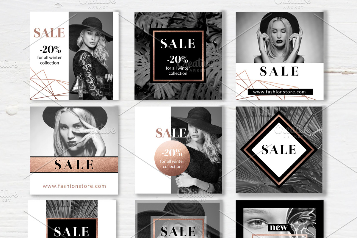 Instagram rose gold templates, a Social Media Template by annago