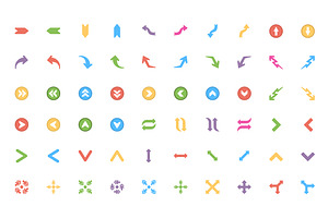 400 Flat Arrows Vector Icons