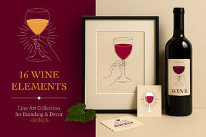 Elegant Wine Glasses & Hand Poses, a Food Illustration by Lettering_Logo