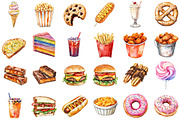 Junk Food Watercolor Clipart, an Illustration by Sublimation Artist (Thumbnail 2 of 6)