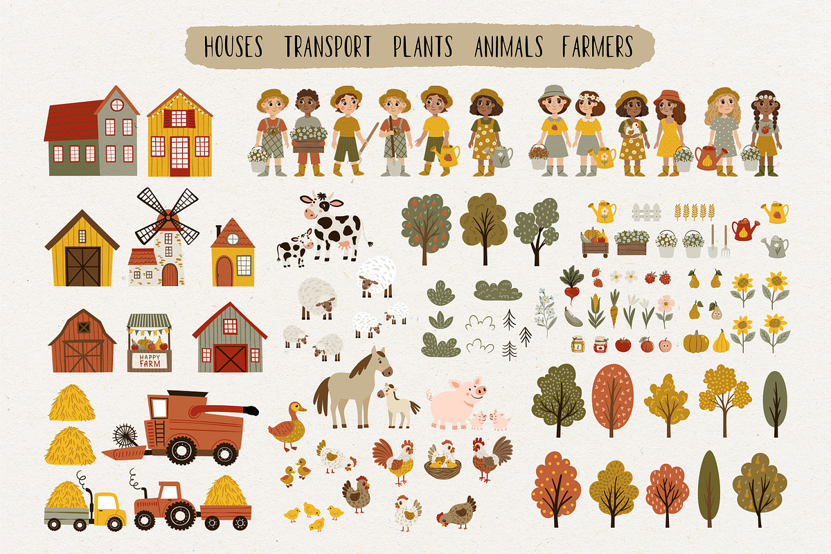 Whimsy Farm Map Clipart, a Decorative Illustration by Jenny Quince (Photo 2 of 13)