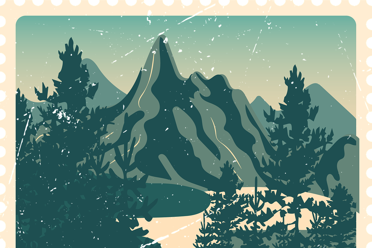 Landscapes Postage Stamp Collection, a Seasonal Illustration by JYa_Design (Photo 4 of 5)