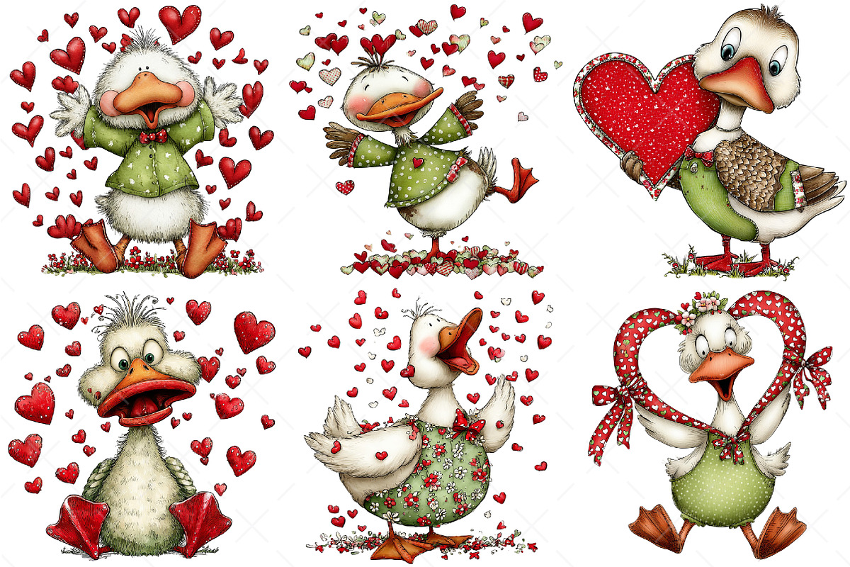 Funny Panic Goose Valentine Clipart, an Illustration by Craft Nest (Photo 3 of 10)