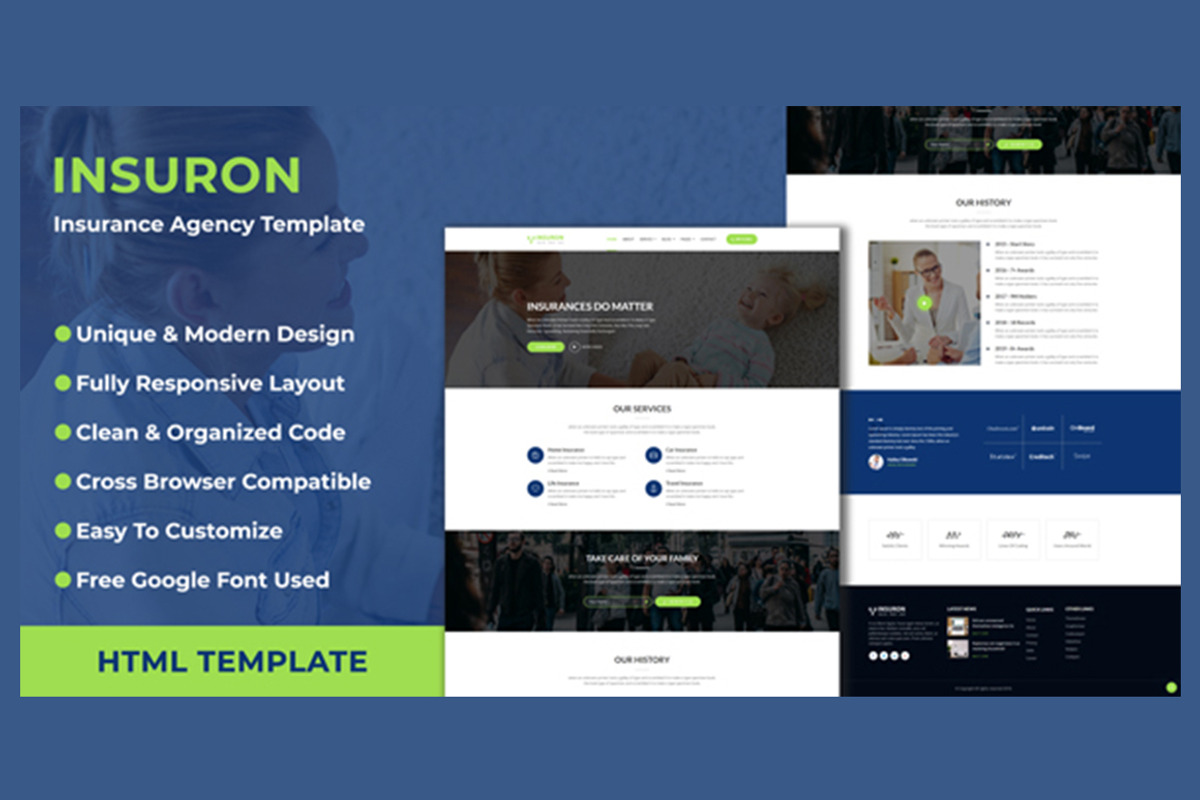 Insuron - Insurance  Template, a HTML Template by THESOFTKING (Photo 1 of 3)