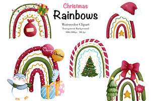 Watercolor Christmas Rainbows.