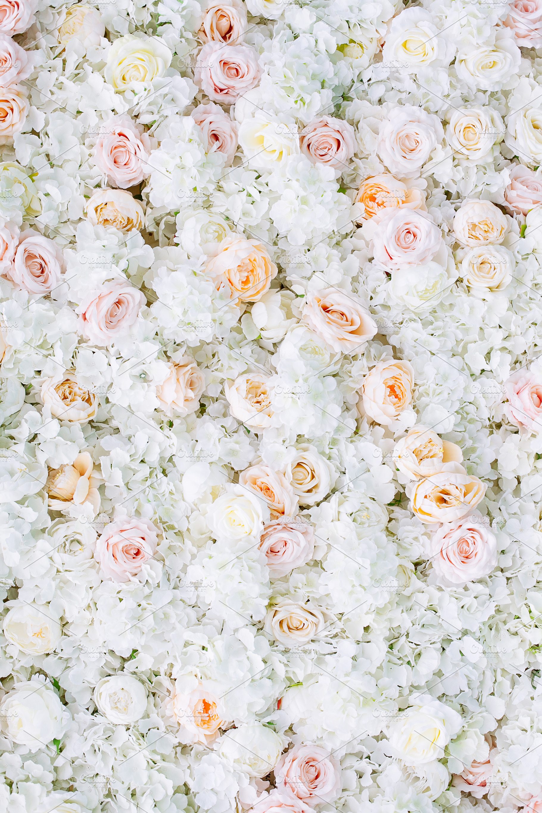 Flowers wall background white roses containing abstract, art, and background, a Nature Photo by telnyaw