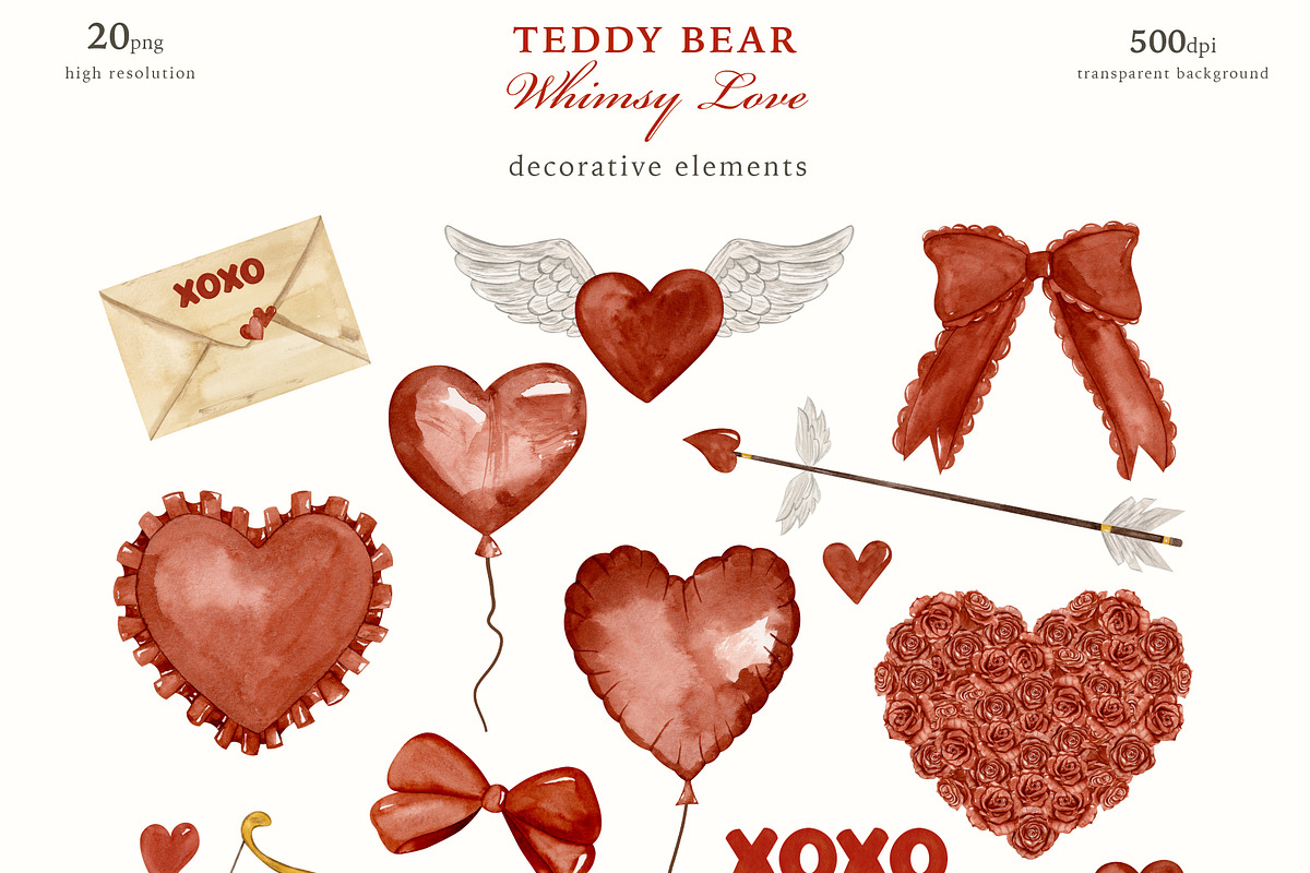 Whimsical Teddy Bear Love Collection, a Decorative Illustration by Ooh Lily (Photo 6 of 15)