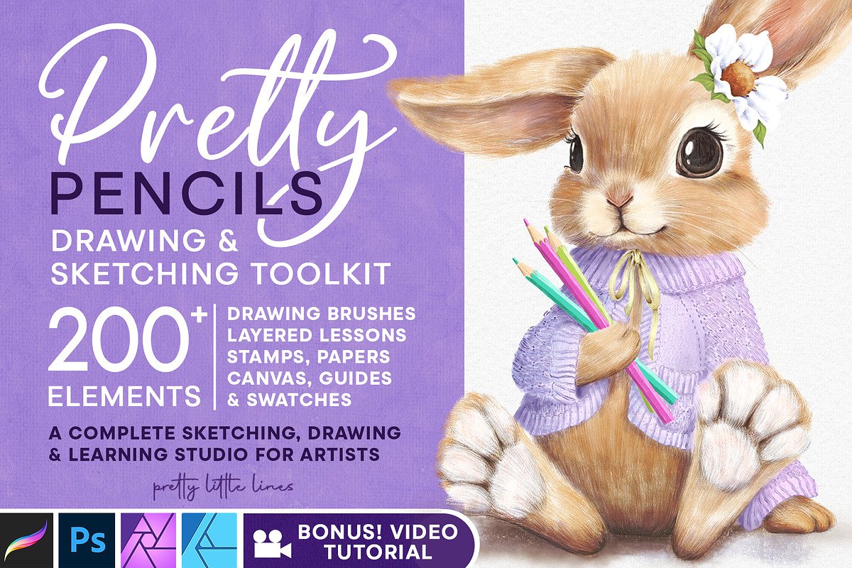 Drawing & Sketching Toolkit, a Brush Add-On by Pretty Little Lines (Photo 1 of 19)