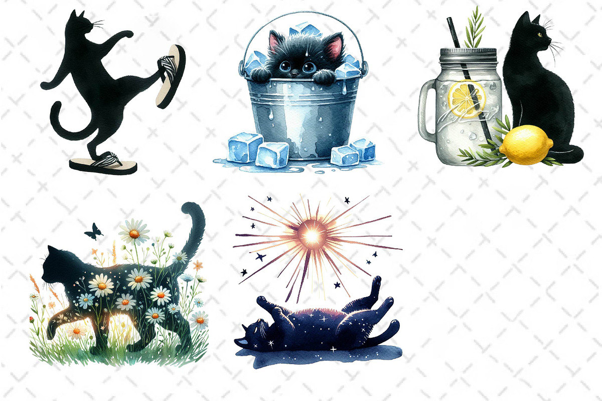 Cat Silhouette Summer Clipart, an Illustration by Dream Creation (Photo 6 of 6)