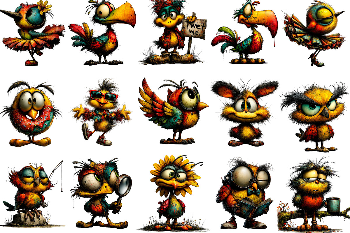 Quirky Funny Bird Clipart, an Illustration by Designking (Photo 2 of 5)