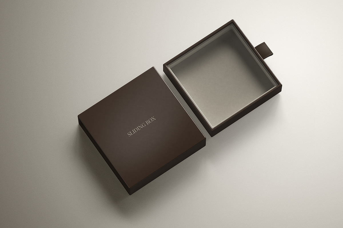 Square Rigid Slim Drawer Box Mockup, a Packaging Mockup by Sheikhadesign (Photo 9 of 11)