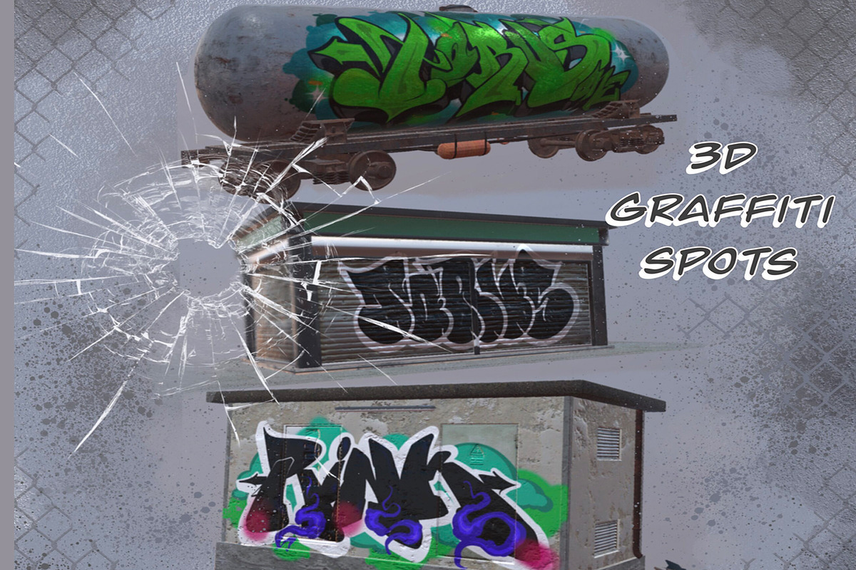 3d Graffiti Spots for Procreate ., an Architecture 3D Model by Torus1 (Photo 1 of 6)
