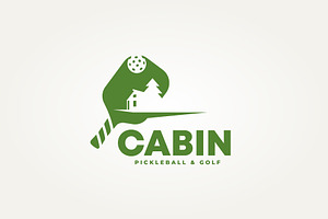 cabin with pickle ball and golf logo, a Branding & Logo Template by Blazybone