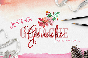 Hand Painted Gouache Holiday Floral