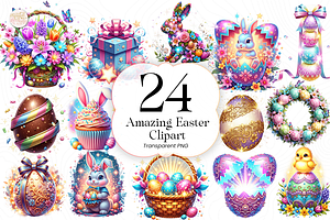 Watercolor Easter Clipart Bundle PNG