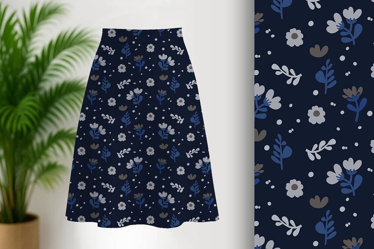 Navy Decorative Floral Seamless, a Pattern Graphic by Sharon Schwalbe (Photo 1 of 4)