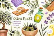 Watercolor Olives, Herbs and Food, an Illustration by Hanna's ArtLab (Thumbnail 1 of 7)