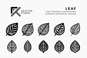 Leaf Icon, a Solid Icon by Akatype Studio