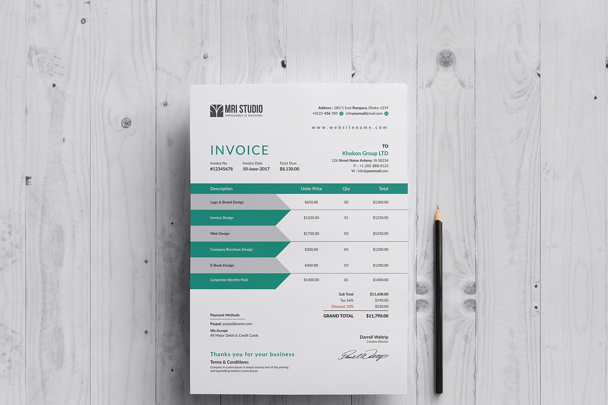 Corporate Invoice, a Stationery Template by MRI STUDIO