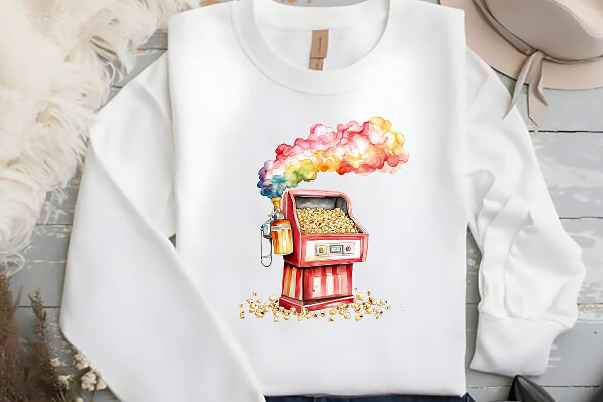 Watercolor Summer Popcorn Clipart, an Illustration by DreamCafeArt (Photo 4 of 5)