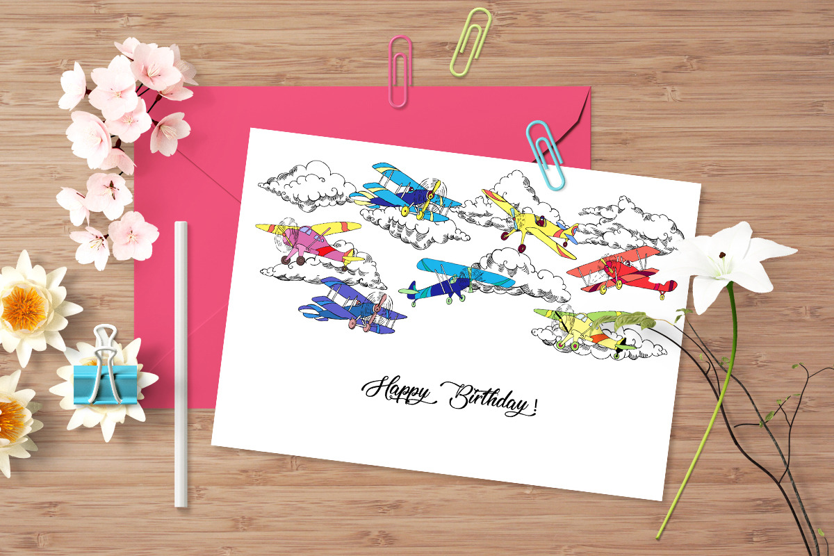 Colored Airplanes, a Transportation Illustration by Nataliapiache (Photo 4 of 6)
