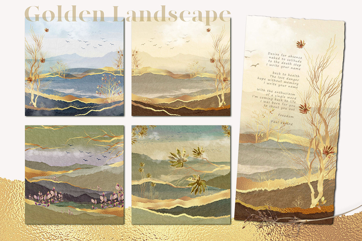 Golden Landscape Vol 5, a Background Graphic by Suna Kosem (Photo 10 of 13)