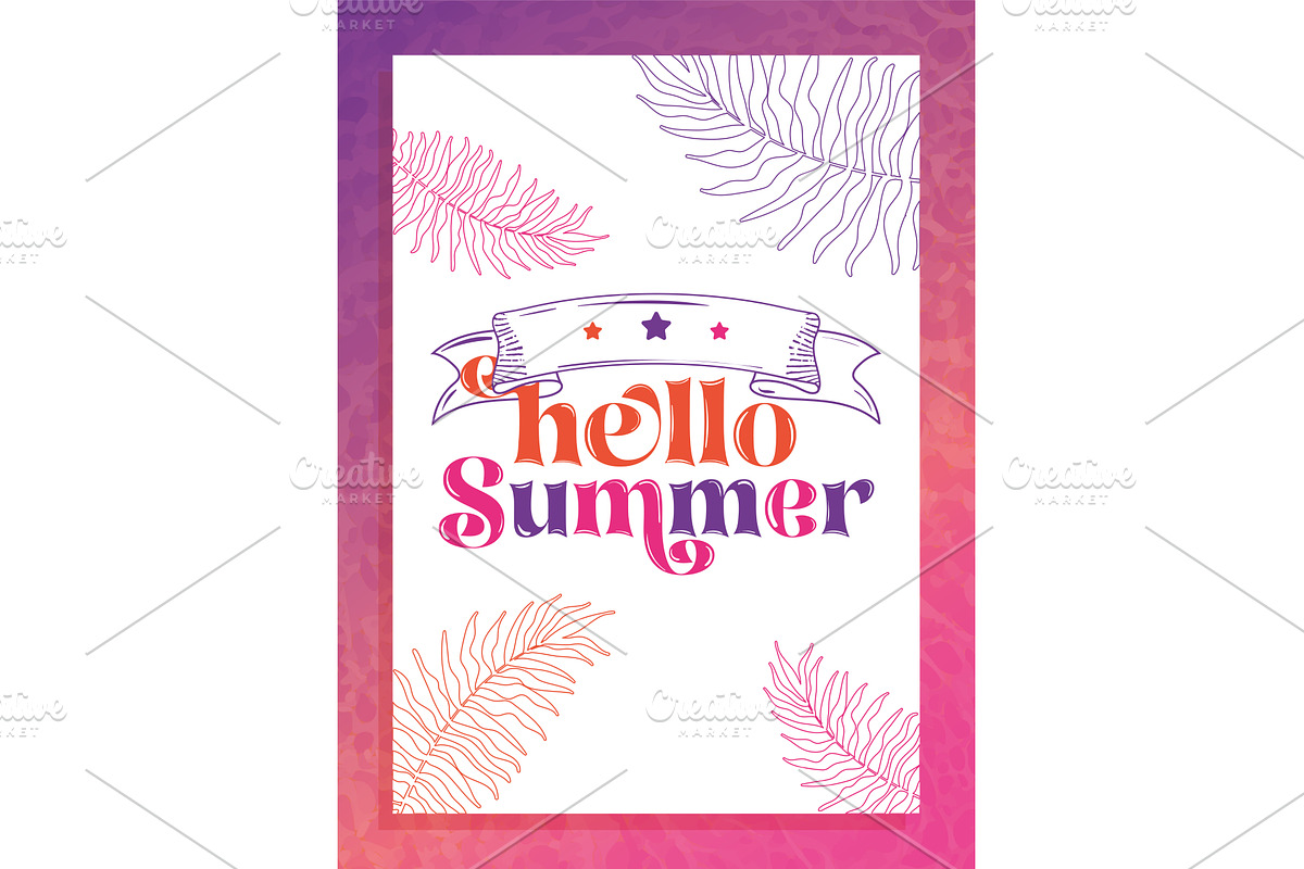 Hello summer poster with tropical, an Object Illustration by studioDK