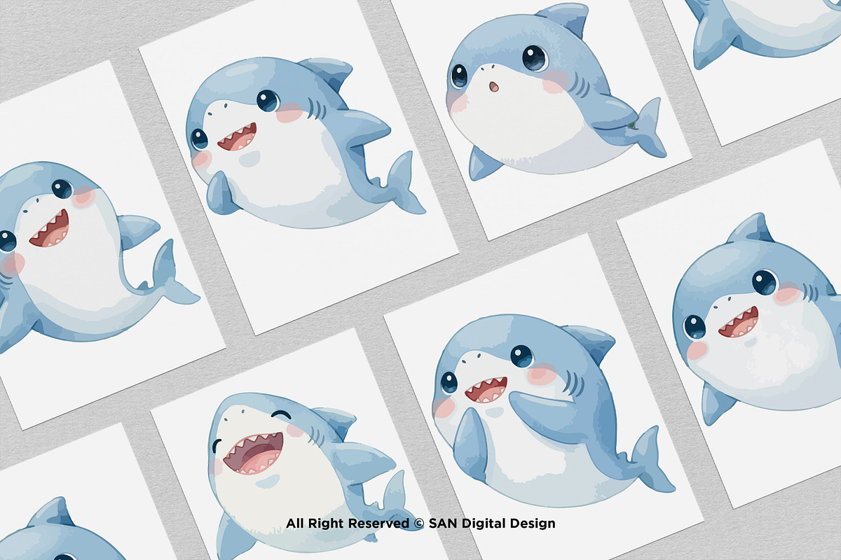 15 Bundle Watercolor Shark Ocean Sea, an Animal Illustration by Morspective (Photo 3 of 8)