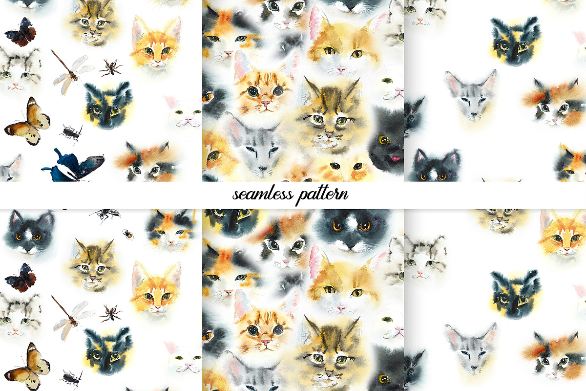 Watercolor Fluffy cats, an Animal Illustration by Budogoshch (Photo 4 of 7)