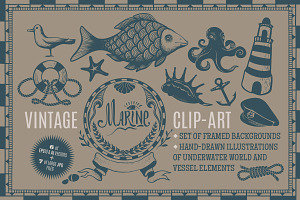 Vintage Marine Hand-drawn Clip-art