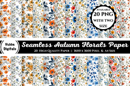 Seamless  Autumn Florals, an Illustration by HubbaDigitals