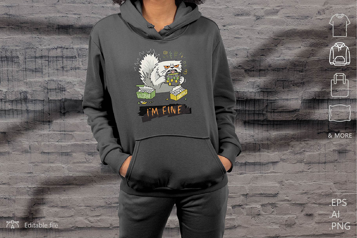 I'm Fine Sarcastic Cat Print, an Animal Illustration by catary art (Photo 3 of 5)