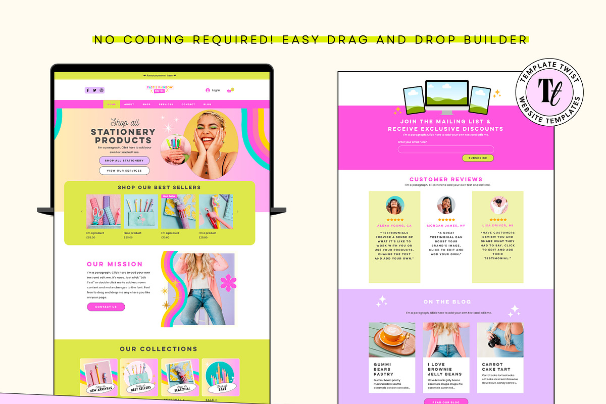 Pastel Rainbow Website Template, a Wix Template by Template Twist Shop (Photo 7 of 10)