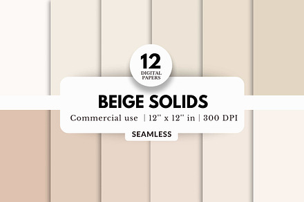 12 Beige Solids Digital Paper Bundle, a Background Graphic by NorthWindPixels