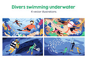 Divers swimming underwater, sea set, a Person Illustration by Good Studio (Thumbnail 1 of 5)