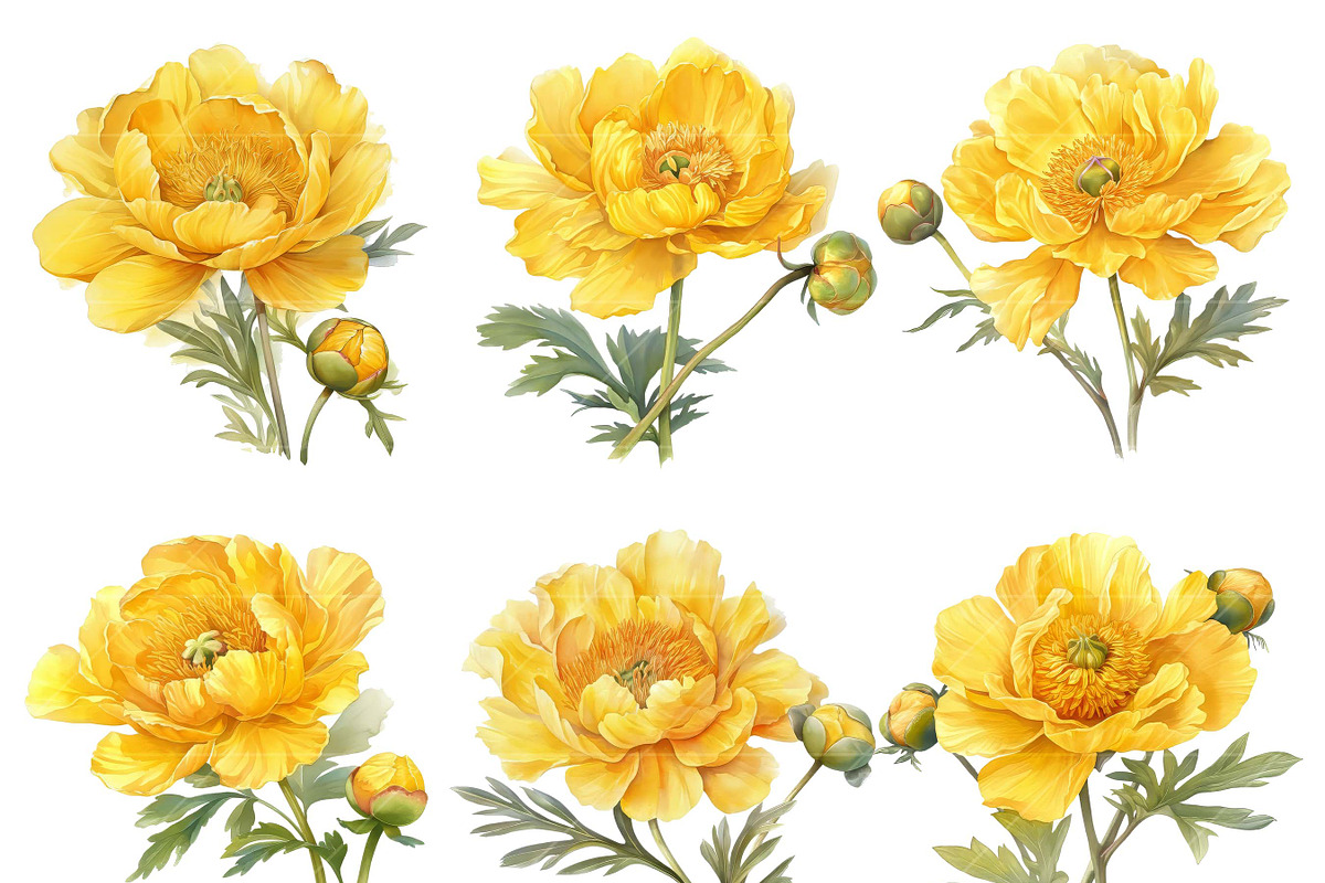 Watercolor Yellow Flower Clipart, an Object Illustration by Design Scotch (Photo 5 of 7)