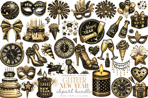 Gliteer New Year Clipart, an Illustration by SinaCreation