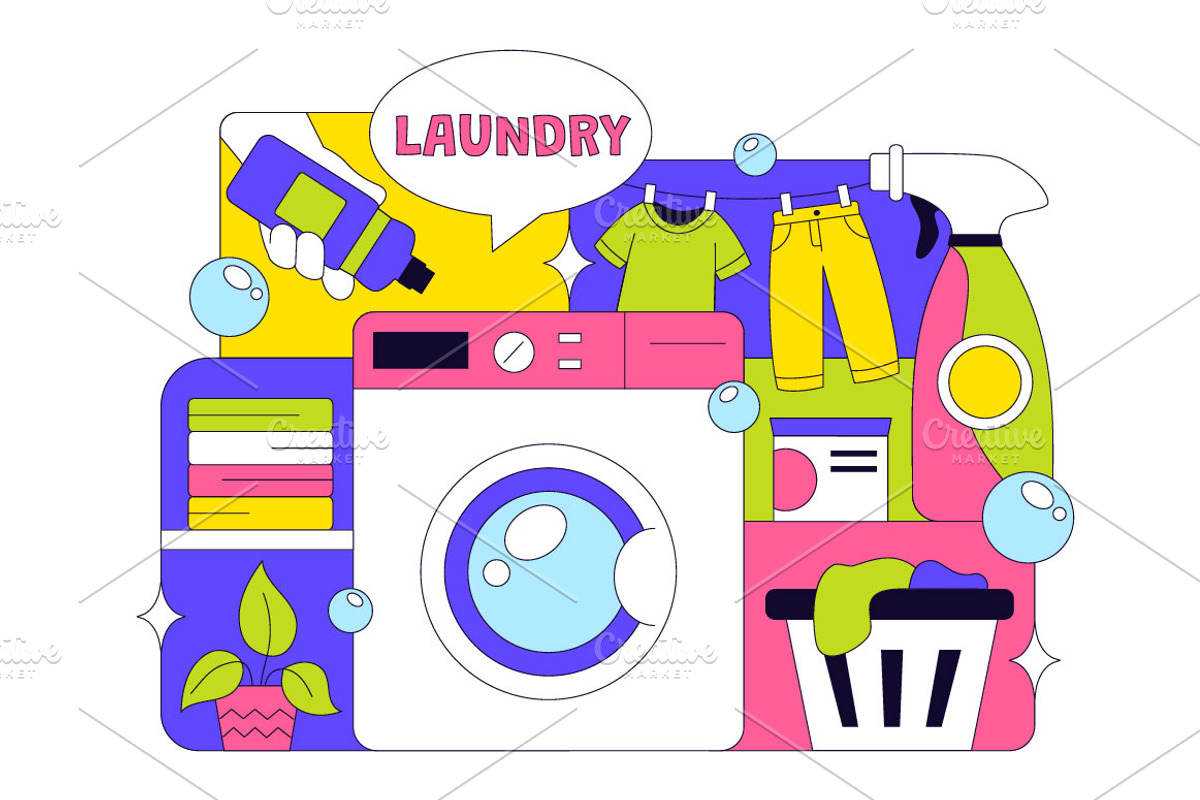 10 Laundry Room Vector Illustration, an Object Illustration by denayunebgt (Photo 4 of 4)