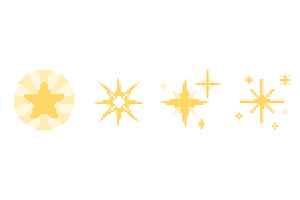Pixel art set of golden sparkles and, an Object Illustration by art PVP - market