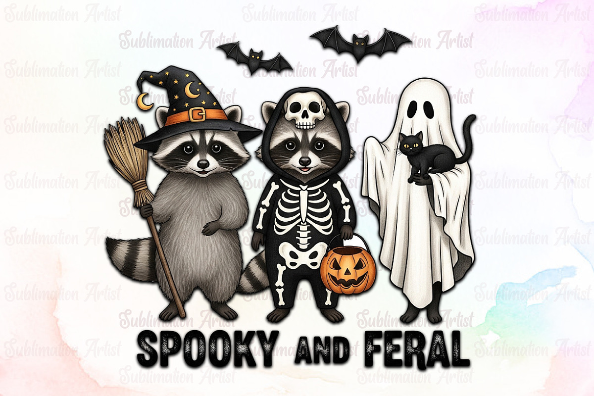 Creepy Cute Raccoon Ghost Png, an Illustration by Sublimation Artist (Photo 1 of 9)