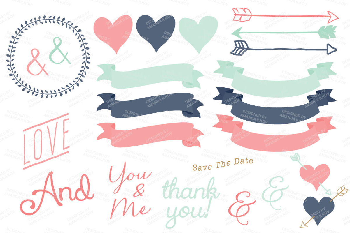Modern Floral Heart & Banners, an Illustration by Amanda Ilkov (Photo 4 of 4)