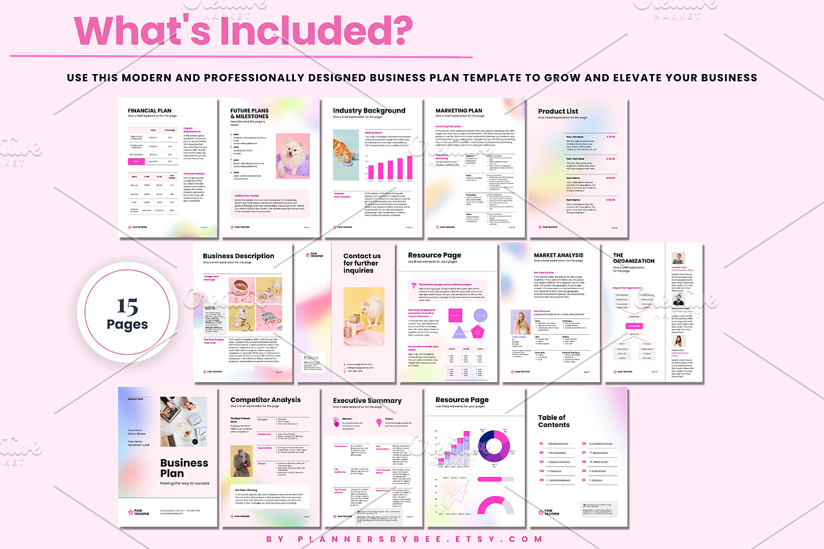 Business Plan Template, Pitch Deck, a Print Template by PlannersByBee (Photo 2 of 3)