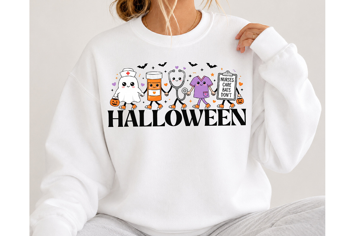 Nurses Care Bats Don't Halloween PNG, a Seasonal Illustration by DreamCafeArt (Photo 4 of 7)