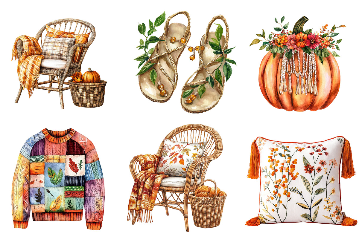 Boho Autumn Clipart, an Illustration by CreationArt (Photo 2 of 5)