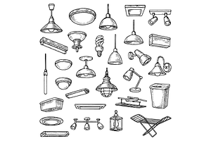 Lighting Fixtures and Lamps Set, an Object Graphic by RT Studio