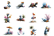 Beach Animals Whimsical Clipart, a Seasonal Illustration by Designking (Thumbnail 2 of 5)